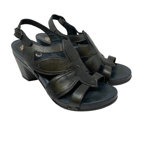 Dansko Nina Slingback Heeled Sandals Womens 41 US 10.5-11 Graphite Flower Detail - Picture 1 of 7